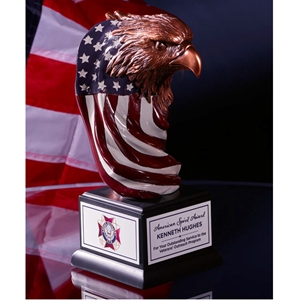 9.5" Eagle Head Draped in the American flag 