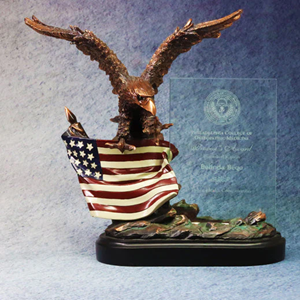 Bronze Eagle With Flag 