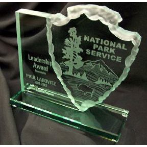 National Park Jade Glass Arrowhead Award National park award, jade glass award, national park arrowhead glass award, national park jade glass award, custom