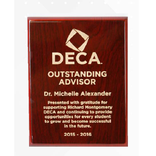Outstanding Advisor Plaque Photo plaque, DECA plaque, black piano wood plaque