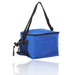 POLYESTER INSULATED LUNCH BAG WITH MESH BOTTLE POCKET & STRAP 