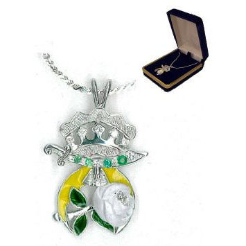 Past Queen Jewel Necklace - Diamond (.03 in rose) & Emerald 