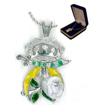 Past Queen Jewel Necklace - Diamond (.05 in rose) & Emerald 