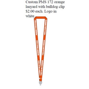Persimmon Orange Lanyard with "YWCA is on a Mission"  