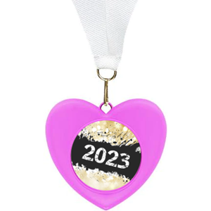 Pink 3D Cast Heart Medal 
