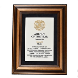 Plaque - AHEPAN of the Year, Framed, Corian 