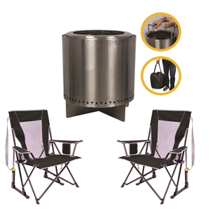Portable Fire Pit with (2) GCI Outdoor Comfort Pro Rocker Chairs 