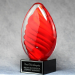 Red Swirl Egg On Black Glass Base - AAA - Red Swirl Egg On Black Glass Base