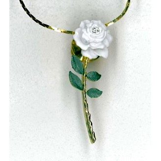 Rose & Synthetic Diamond Necklace 