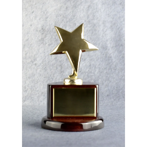 Star Performer Gold Star On Round Rosewood Base 