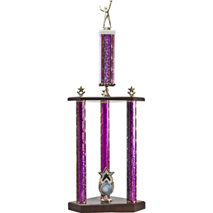 Traditional Series Two-Tier 3 Post Trophy With Star "Exclusive" Star 
