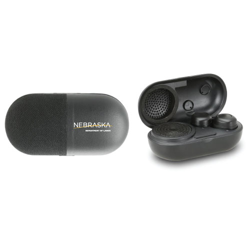 Truly Wireless Stereo Earbuds with Built-In Speaker in Case 