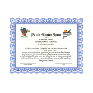 PF-205/PF-206/QF-205/QF-206 Youth Recognition Certificate, Youth Hunt Certificate  